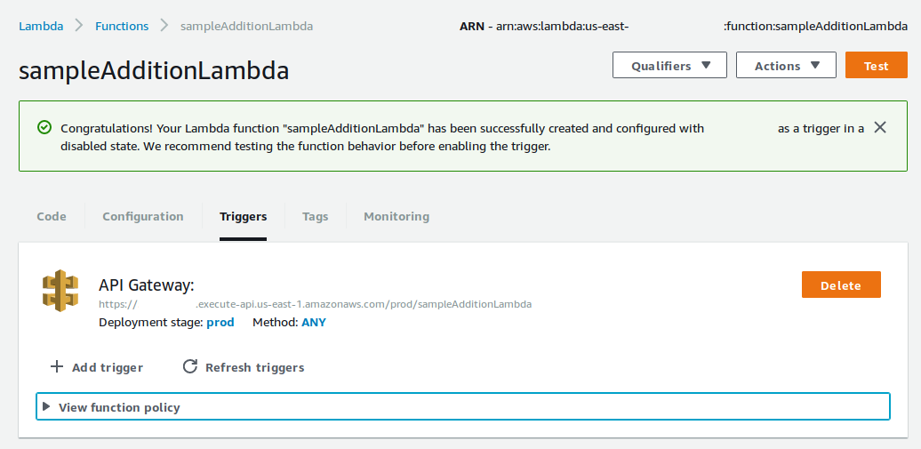 AWS Lambda API Config