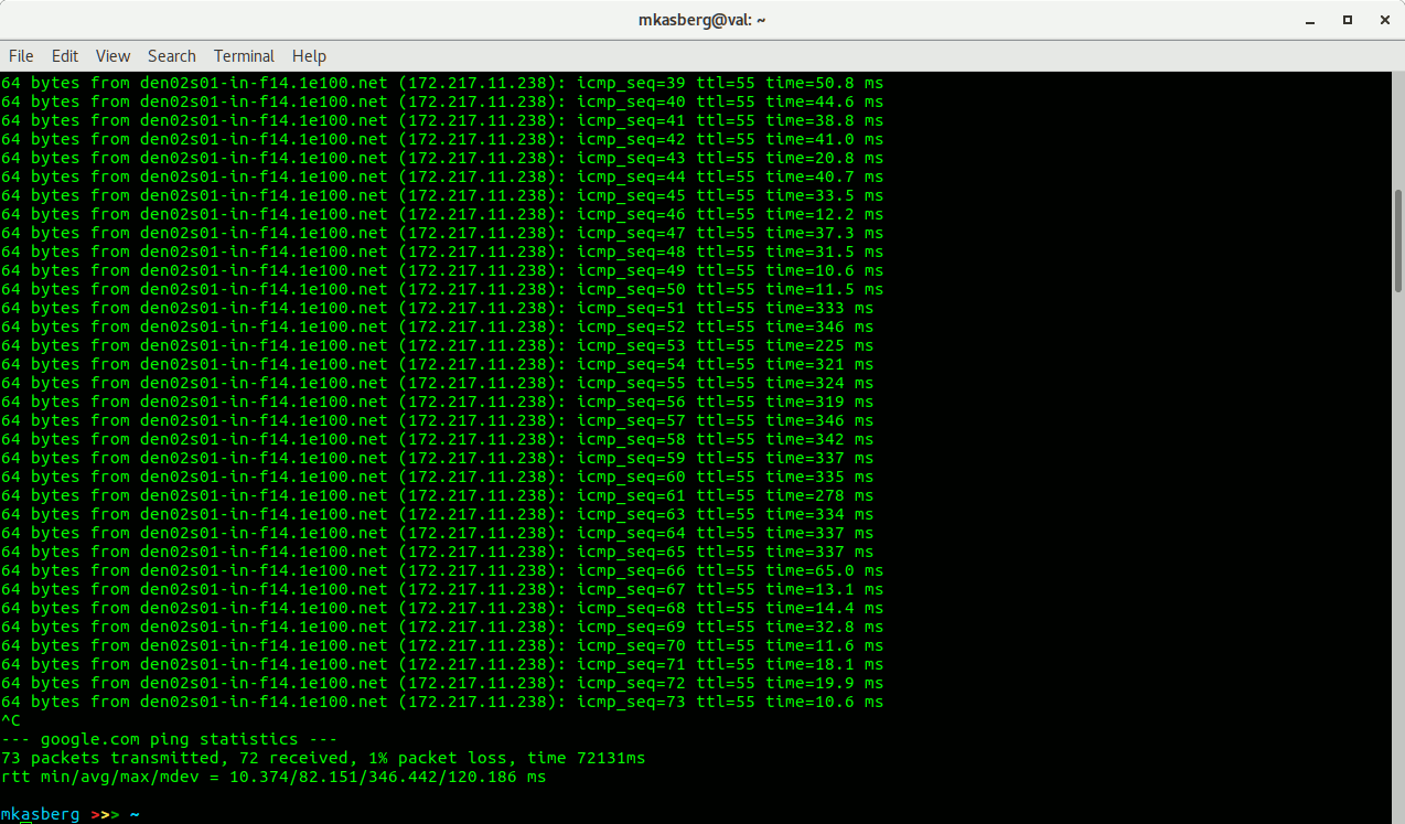 Ping output