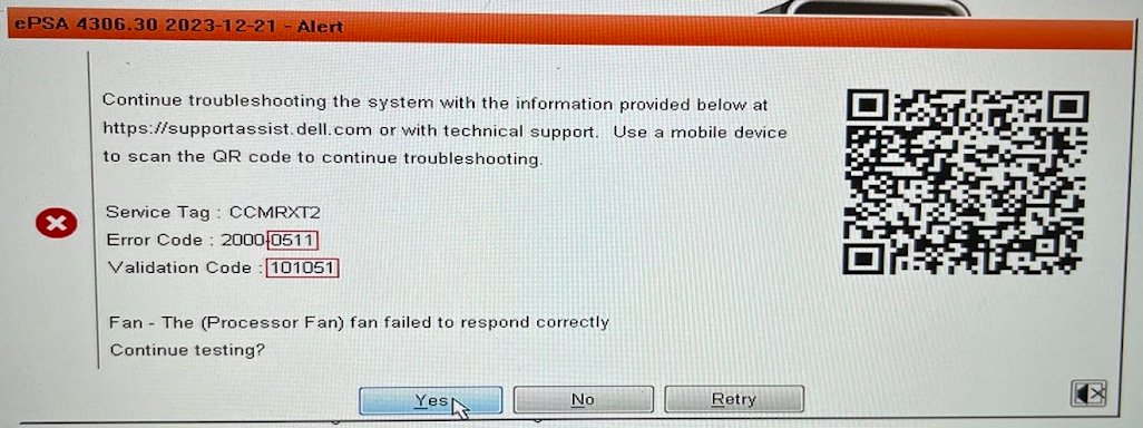 Diagnostic Alert: Fan is not responding