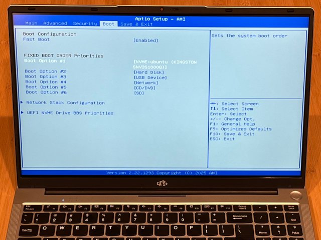 Nimo laptop BIOS setup