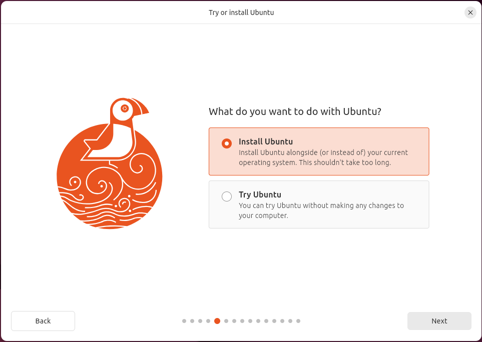 Ubuntu installation wizard